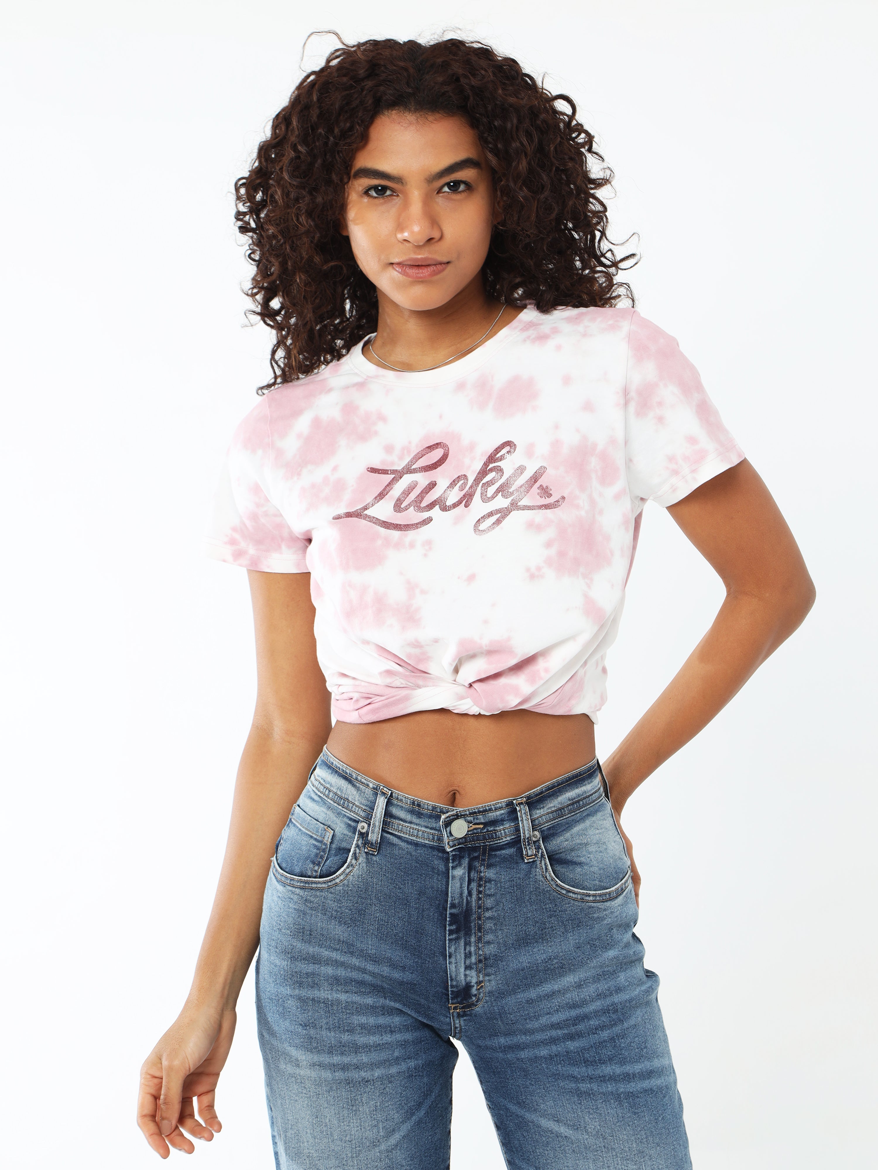 Women's Cropped Tie-Dye T-Shirt: Trendy and Chic – Lucky