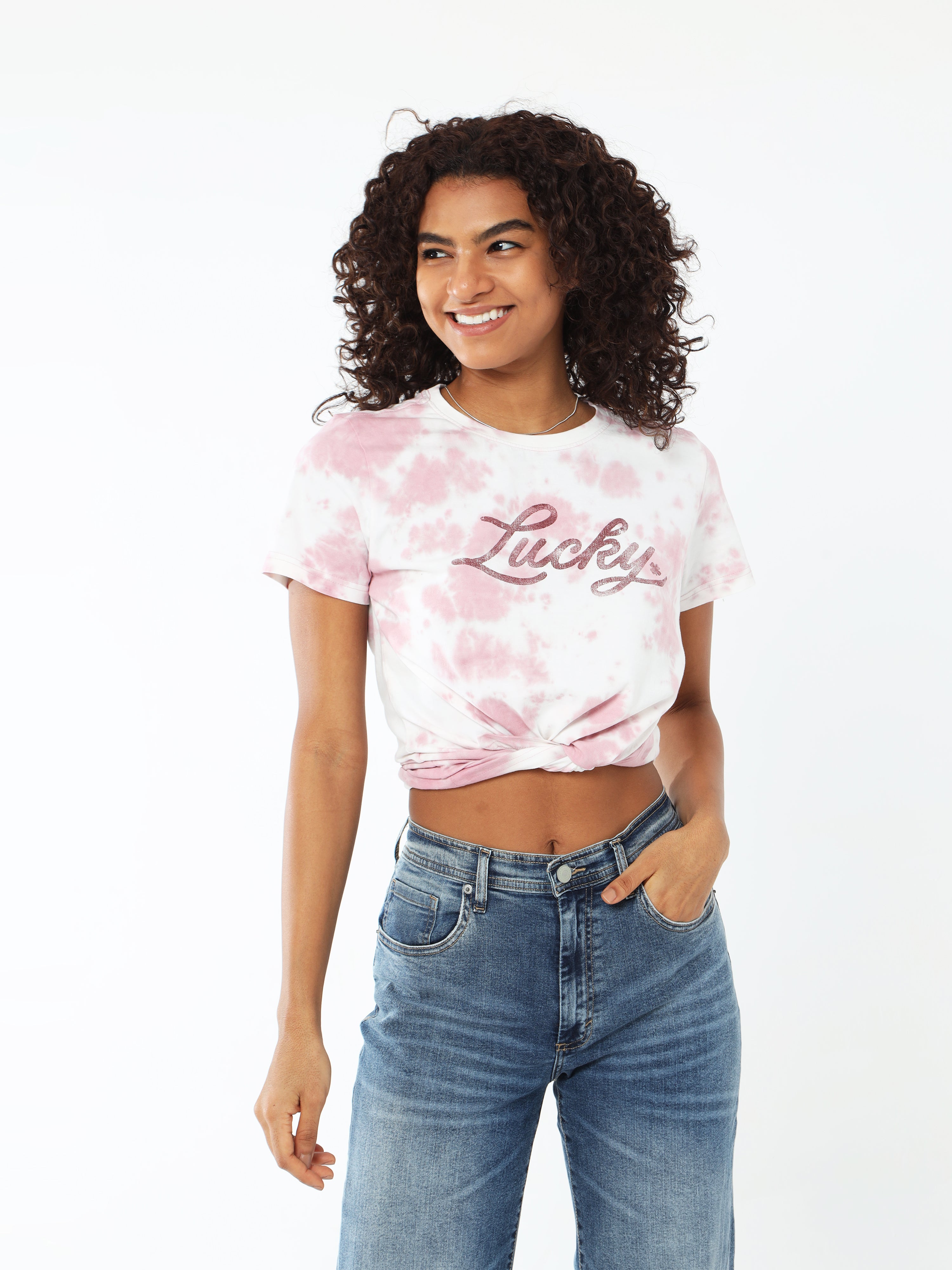 Women's Cropped Tie-Dye T-Shirt: Trendy and Chic – Lucky
